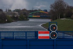Blick auf Rhein-Herne-Kanal über Verbindungsschleuse zur Ruhr